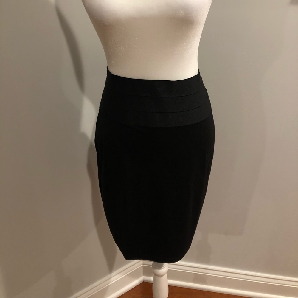 Max Studio Black Ponte Knit Pencil Skirt